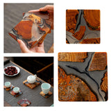 Maxbell 2pcs Creative Resin Wood Coasters Tea Cup Square Pad Tableware Decors