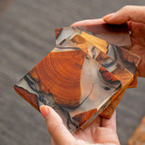 Maxbell 2pcs Creative Resin Wood Coasters Tea Cup Square Pad Tableware Decors