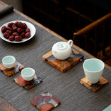 Maxbell 2pcs Creative Resin Wood Coasters Tea Cup Square Pad Tableware Decors