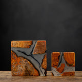 Maxbell 2pcs Creative Resin Wood Coasters Tea Cup Square Pad Tableware Decors