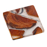 Maxbell 2pcs Creative Resin Wood Coasters Tea Cup Square Pad Tableware Decors