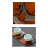 Maxbell 2pcs Creative Resin Wood Coasters Tea Cup Square Pad Tableware Decors