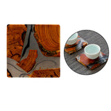 Maxbell 2pcs Creative Resin Wood Coasters Tea Cup Square Pad Tableware Decors