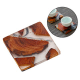 Maxbell 2pcs Creative Resin Wood Coasters Tea Cup Square Pad Tableware Decors