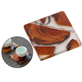 Maxbell 2pcs Creative Resin Wood Coasters Tea Cup Square Pad Tableware Decors