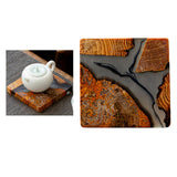 Maxbell 2pcs Creative Resin Wood Coasters Tea Cup Square Pad Tableware Decors
