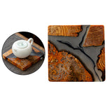 Maxbell 2pcs Creative Resin Wood Coasters Tea Cup Square Pad Tableware Decors