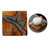Maxbell 2pcs Creative Resin Wood Coasters Tea Cup Square Pad Tableware Decors