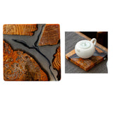 Maxbell 2pcs Creative Resin Wood Coasters Tea Cup Square Pad Tableware Decors
