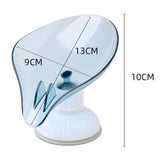 Plastic Leaf Shape Soap Dish Holder Container Box for Bathroom Blue