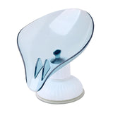 Plastic Leaf Shape Soap Dish Holder Container Box for Bathroom Blue