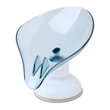 Plastic Leaf Shape Soap Dish Holder Container Box for Bathroom Blue