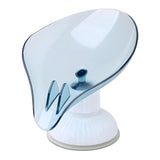 Plastic Leaf Shape Soap Dish Holder Container Box for Bathroom Blue