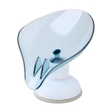 Plastic Leaf Shape Soap Dish Holder Container Box for Bathroom Blue