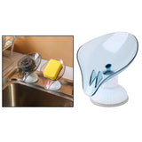 Plastic Leaf Shape Soap Dish Holder Container Box for Bathroom Blue