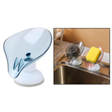 Plastic Leaf Shape Soap Dish Holder Container Box for Bathroom Blue