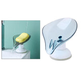 Plastic Leaf Shape Soap Dish Holder Container Box for Bathroom Blue