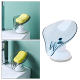 Plastic Leaf Shape Soap Dish Holder Container Box for Bathroom Blue