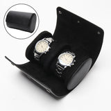 Maxbell 2xWatch Travel Case PU Leather Soft Bracket Gifts fr Holding Wristwatch Black