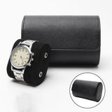 Maxbell 2xWatch Travel Case PU Leather Soft Bracket Gifts fr Holding Wristwatch Black