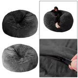 6ft Bean Bed Bag Cover Furniture Protector Solid Color Washable Couch Cover black