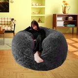 6ft Bean Bed Bag Cover Furniture Protector Solid Color Washable Couch Cover black