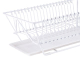 Dish Rack and Drainaboard Set Space-Saving Dish Dryer Rack for Counter white