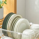 Dish Rack and Drainaboard Set Space-Saving Dish Dryer Rack for Counter white