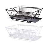 Dish Rack and Drainaboard Set Space-Saving Dish Dryer Rack for Counter white