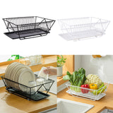 Dish Rack and Drainaboard Set Space-Saving Dish Dryer Rack for Counter white