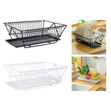 Dish Rack and Drainaboard Set Space-Saving Dish Dryer Rack for Counter white