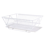 Dish Rack and Drainaboard Set Space-Saving Dish Dryer Rack for Counter white