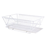 Dish Rack and Drainaboard Set Space-Saving Dish Dryer Rack for Counter white