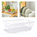 Dish Rack and Drainaboard Set Space-Saving Dish Dryer Rack for Counter white