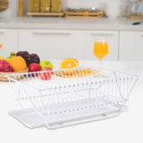 Dish Rack and Drainaboard Set Space-Saving Dish Dryer Rack for Counter white