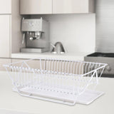 Dish Rack and Drainaboard Set Space-Saving Dish Dryer Rack for Counter white