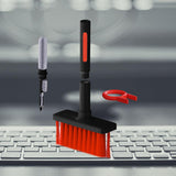 Maxbell 2xMultifunctional Keyboard Brush Cleaning Pen Cleaning Kit for PC Black Red