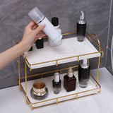 3x2-Tier Storage Shelves Organizer Perfume Display Stand for Countertop Vanity White L