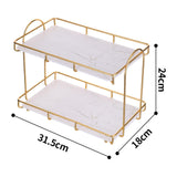 3x2-Tier Storage Shelves Organizer Perfume Display Stand for Countertop Vanity White L