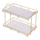 3x2-Tier Storage Shelves Organizer Perfume Display Stand for Countertop Vanity White L