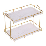 3x2-Tier Storage Shelves Organizer Perfume Display Stand for Countertop Vanity White L