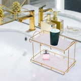 3x2-Tier Storage Shelves Organizer Perfume Display Stand for Countertop Vanity White L