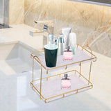 3x2-Tier Storage Shelves Organizer Perfume Display Stand for Countertop Vanity White L
