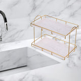 3x2-Tier Storage Shelves Organizer Perfume Display Stand for Countertop Vanity White L