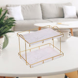 3x2-Tier Storage Shelves Organizer Perfume Display Stand for Countertop Vanity White L