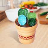 Maxbell 2x Creative Cactus Measuring Spoons in Flower Pot for Food Kitchen Gifts