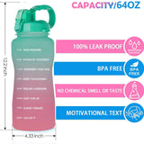 Maxbell 2pcs 2.2L Motivational Water Bottle with Time Marker Large Straw Sports Jugs