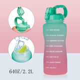 Maxbell 2pcs 2.2L Motivational Water Bottle with Time Marker Large Straw Sports Jugs