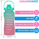 Maxbell 2pcs 2.2L Motivational Water Bottle with Time Marker Large Straw Sports Jugs