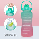 Maxbell 2pcs 2.2L Motivational Water Bottle with Time Marker Large Straw Sports Jugs